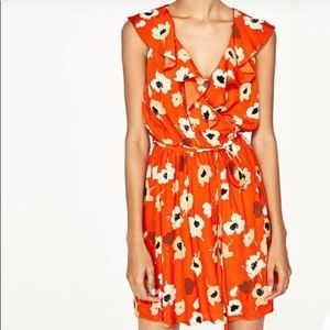 Zara Floral Print Crossover Dress, XS